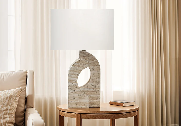 Monarch Specialties 28"H Table Lamp Beige Resin Ivory / Cream Shade I 9930