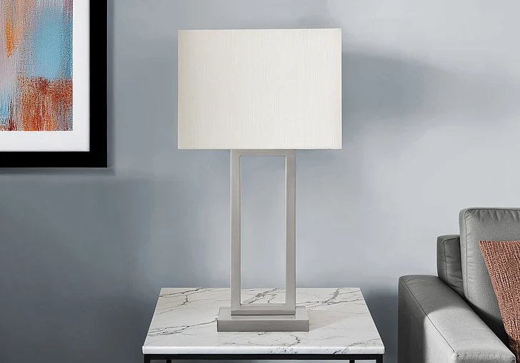 Monarch Specialties Percival Table Lamp Usb Port Included 28"H Nickel Metal Ivory / Cream Shade I 9951