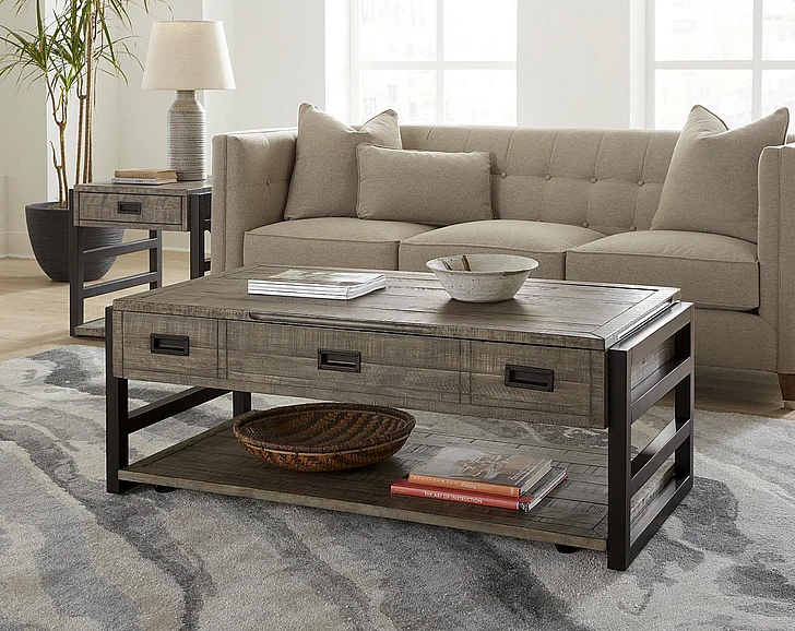 Aspenhome Furniture Grayson 3-piece Coffee Table Set in Cinder Grey