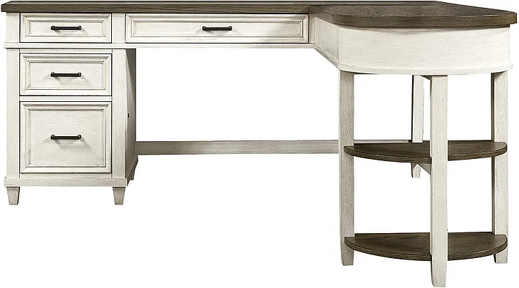 Aspenhome Caraway Single Ped Desk & Return in Aged Ivory I248-307;I248-308
