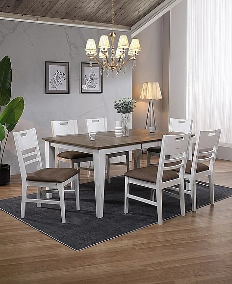 ECI Furniture Ashford 7pc Leg Dining Room Set in White