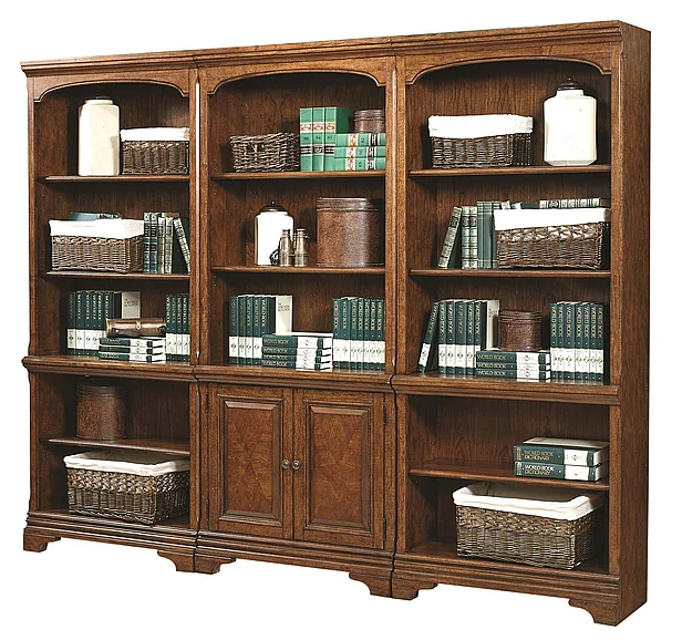 Aspenhome Hawthorne Bookcase Wall in Brown Cherry