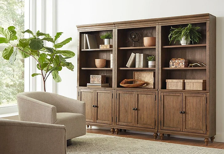 Aspenhome Hensley 3pc Door Bookcase Set in Brown