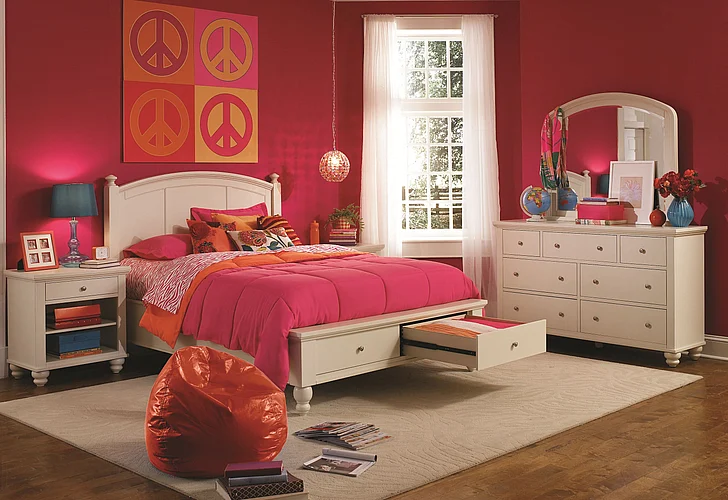 Aspenhome Cambridge Panel Storage Bedroom Set in Eggshell ICBBRPST EST SHIP TIME IS 4 WEEKS