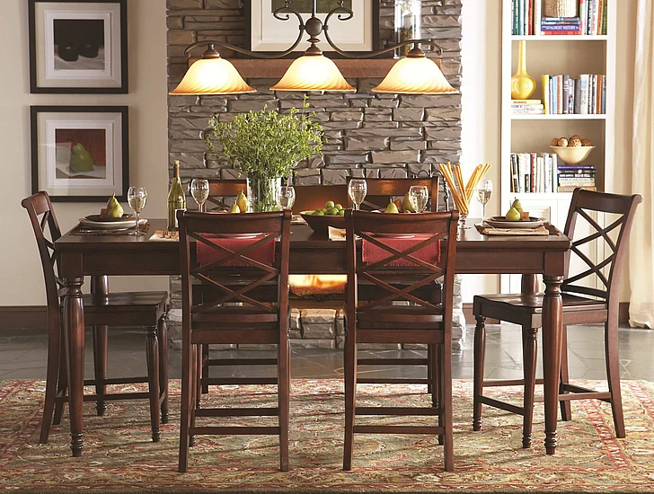 Aspenhome Cambridge 7pc Counter Height Leg Dining Table Set in Brown Cherry ICBDR
