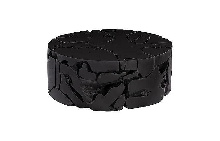 Phillips Collection Teak Chunk Round Coffee Table in Black ID104053