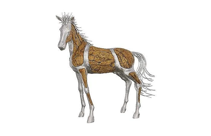 Phillips Collection Mustang Horse Woodland Sculpture Standing in Natural Silver ID113404