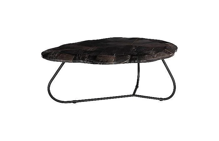 Phillips Collection Mosaic Large Leaf Petrified Coffee Table in Black and Gold ID116041