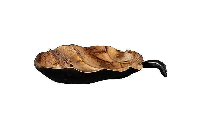 Phillips Collection Teak Wood Leaf Bowl in Black and Natural ID117516