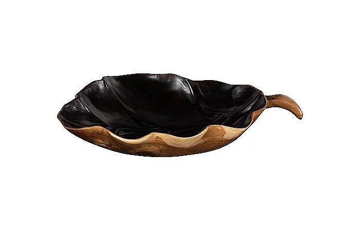 Phillips Collection Teak Wood Leaf Bowl in Black and Natural ID117518