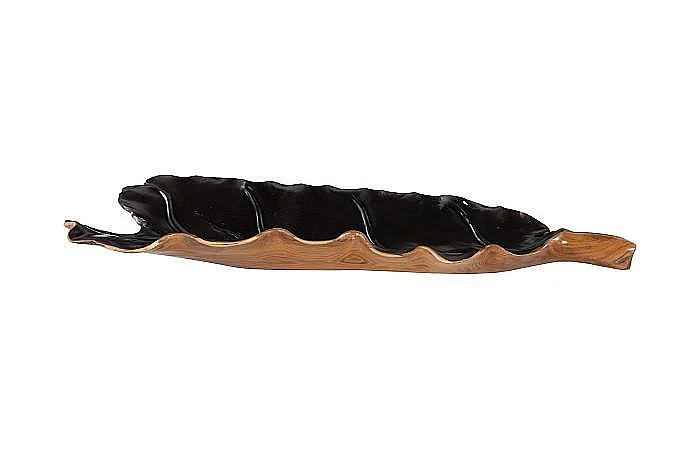 Phillips Collection Teak Wood Leaf Bowl in Black and Natural ID118432