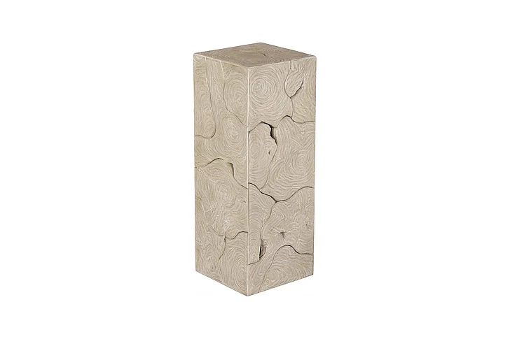 Phillips Collection Teak Slice Pedestal, Square, Oat Finish, MD ID119793