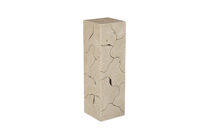 Phillips Collection Teak Slice Pedestal, Square, Oat Finish, LG ID119794