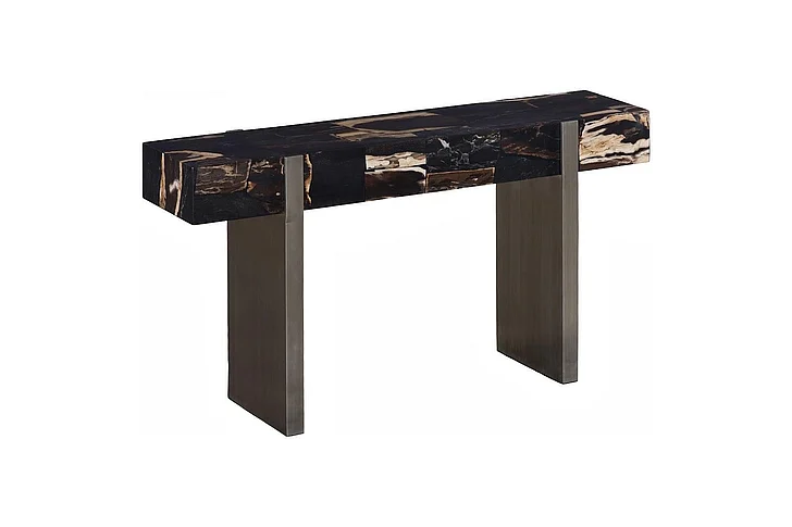 Phillips Collection Petramosaic Console Table, Brushed Stainless Steel Legs ID119996
