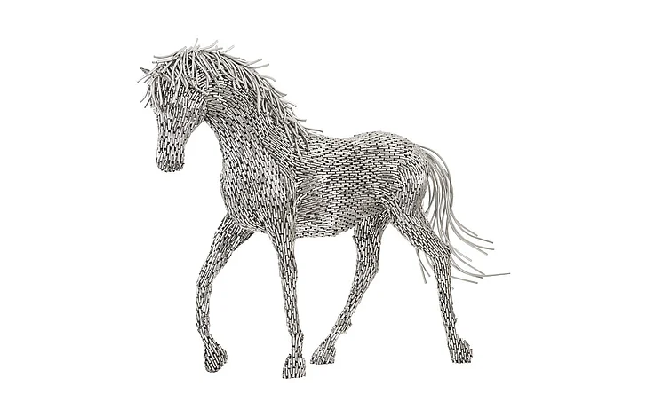 Phillips Collection Walking Horse Pipe Sculpture in Silver ID96061