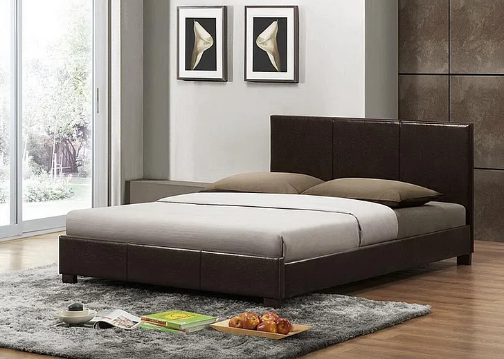 Baxton Studio Pless Full Size Modern Bed in Dark Brown