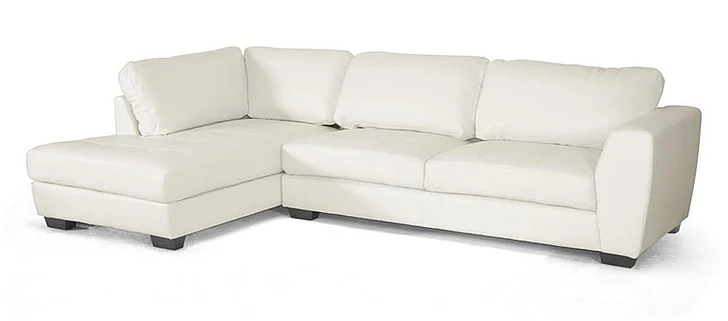 Baxton Studio Orland Leather Modern Sectional Sofa Set with Left Facing Chaise in White