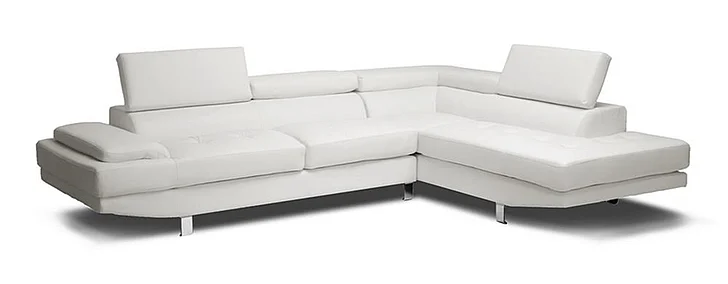 Baxton Studio Selma Leather Modern Sectional Sofa in White
