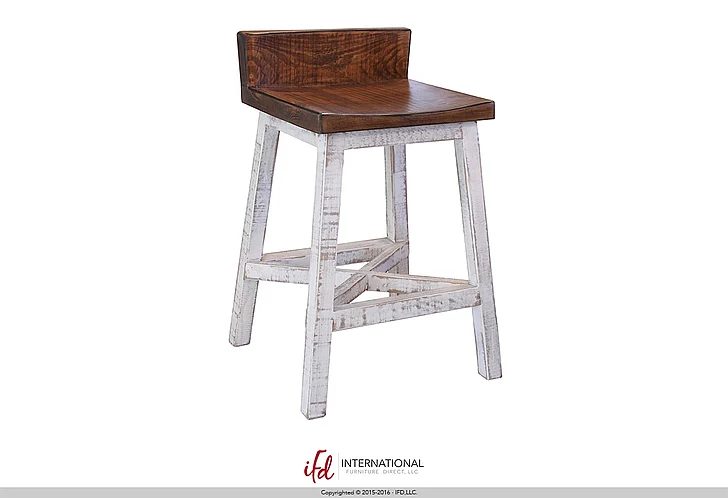 IFD Pueblo 24" Stool in Brown and White (Set of 2) IFD360BS24-W