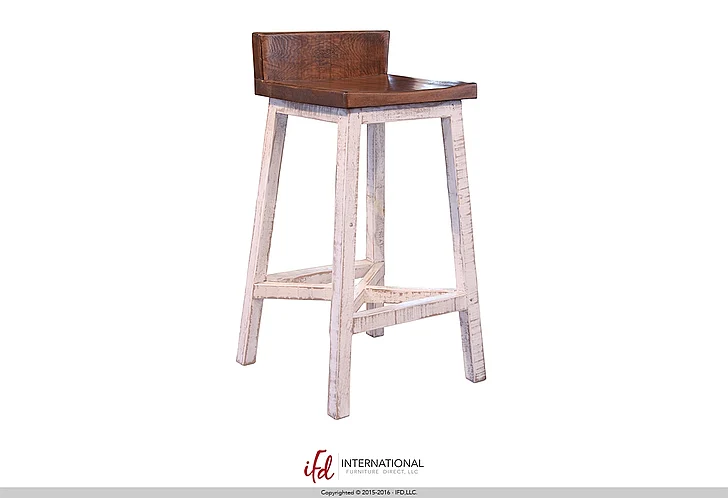 IFD Pueblo 30" Stool in Brown and White (Set of 2) IFD360BS30-W