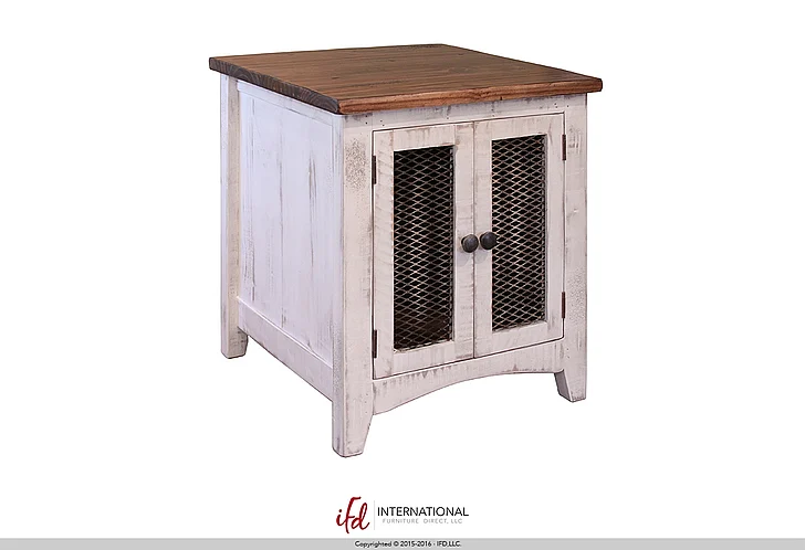 IFD Pueblo End Table in White IFD360END-W
