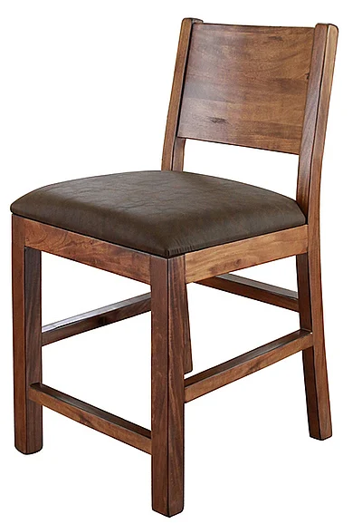 IFD Parota 24" Solid Wood Back Barstool in Natural (Set of 2) IFD865BS24