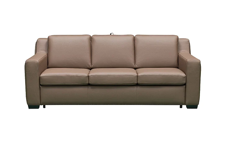 Klaussner Skyline Alaves Italian Leather Queen Sleeper Sofa in N192 Brown