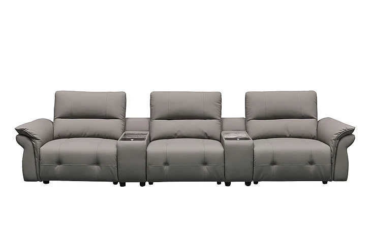 Klaussner Skyline Double Power Reclining Sofa with 2 Consoles in R52-P Grey