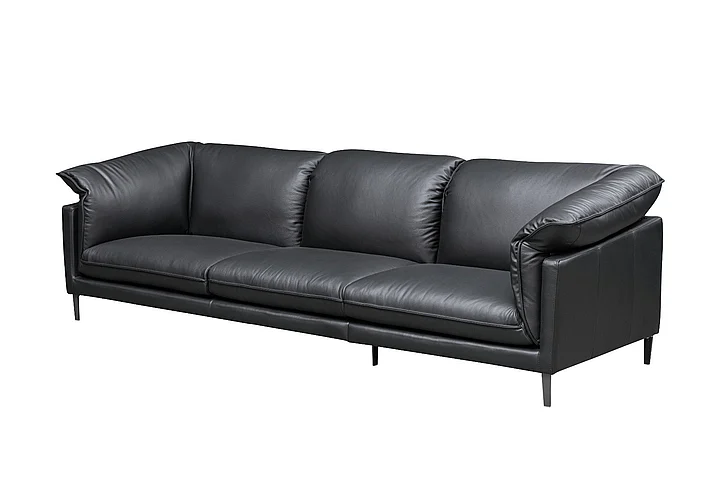Klaussner Skyline Dolce 3 Seater Stationary Leather Sofa in Black in