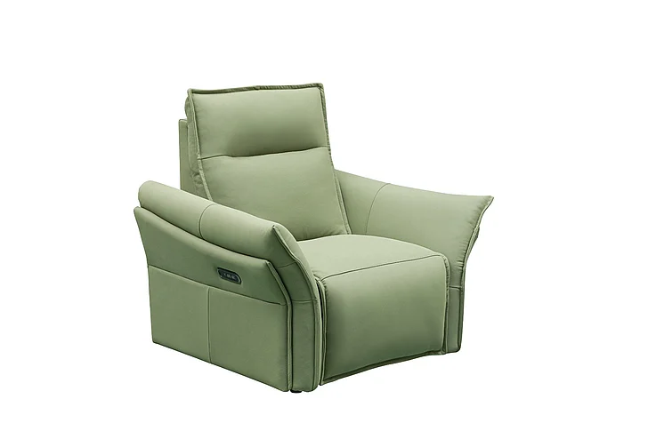 Klaussner Skyline Vittoria Power Reclining Chair w/ Power Headrest & Footrest in Green