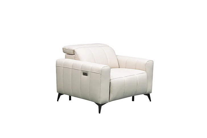 Klaussner Skyline Capri Power Reclining Chair w/ Power Footrest and Adjustable Headrest in Beige