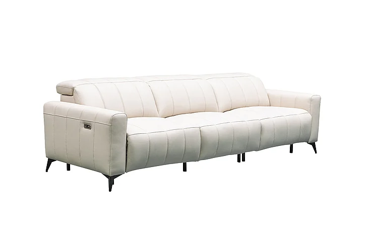 Klaussner Skyline Capri Beige 3 Seater Power Reclining Sofa w/ Adjustable Headrest in Beige