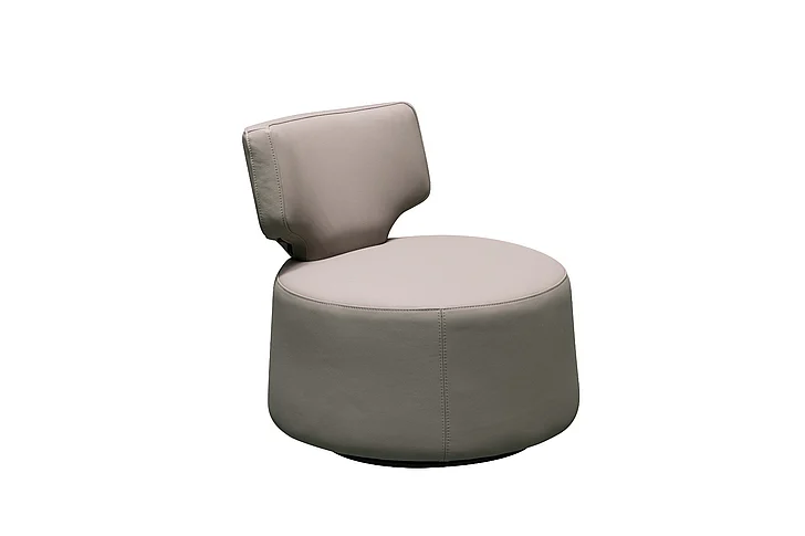 Klaussner Skyline Pietra Gray Leather Swivel Chair in Gray