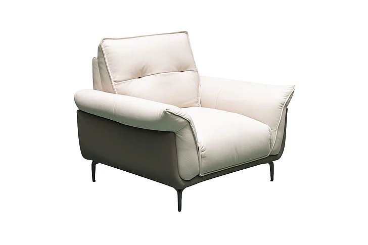 Klaussner Skyline Vento Leather Accent Chair in Ivory
