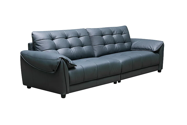 Klaussner Skyline 2 Piece Divano Leather Sofa in Blue in