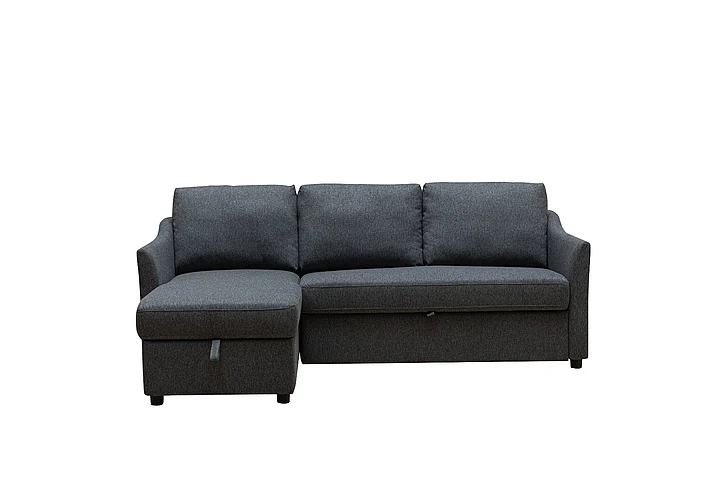 Klaussner Skyline Merax L-Shape Fabric Full Sleeper Sectional Sofa w/ Storage Reversible Chaise in Lena Gray