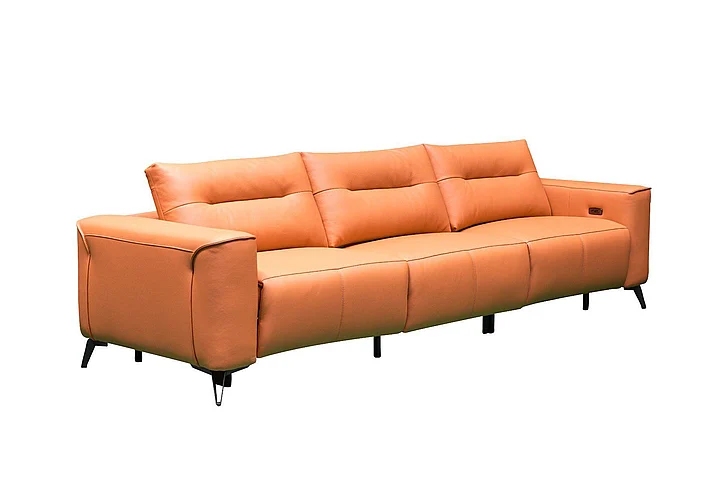 Klaussner Skyline Alessandro 3 Seater Leather Power Recliner Sofa in Orange