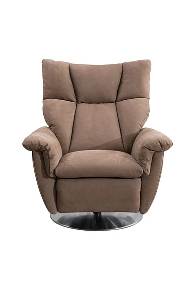Klaussner Skyline Alessandro Double Power Leather Swivel Chair in Orange