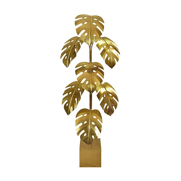 Worlds Away Monstera Tree Floor Lamp in Antique Brass Finish IGGY