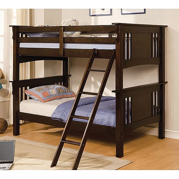 Furniture of America Spring Creek Twin/Twin Bunk Bed in Dark Walnut CM-BK602T-EXP