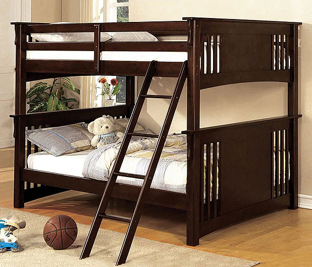 Furniture of America Spring Creek Full/Full Bunk Bed in Dark Walnut CM-BK603EXP