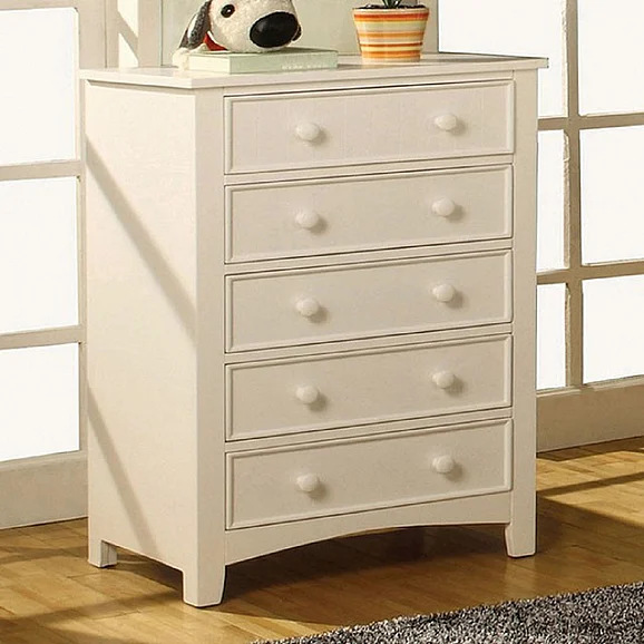 Furniture of America Omnus 5 Drawer Chest in Dark White CM7905WH-C
