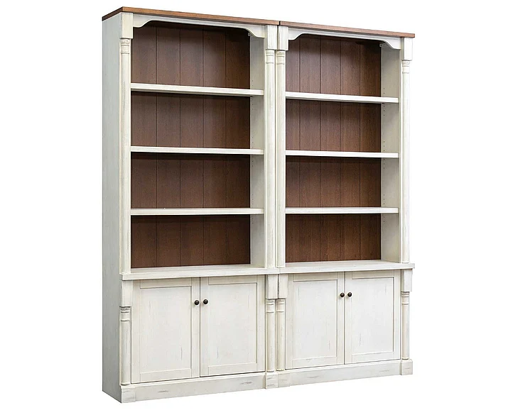 Martin Furniture Durham 2pc 94″ H Tall Bookcase with Lower Doors in White