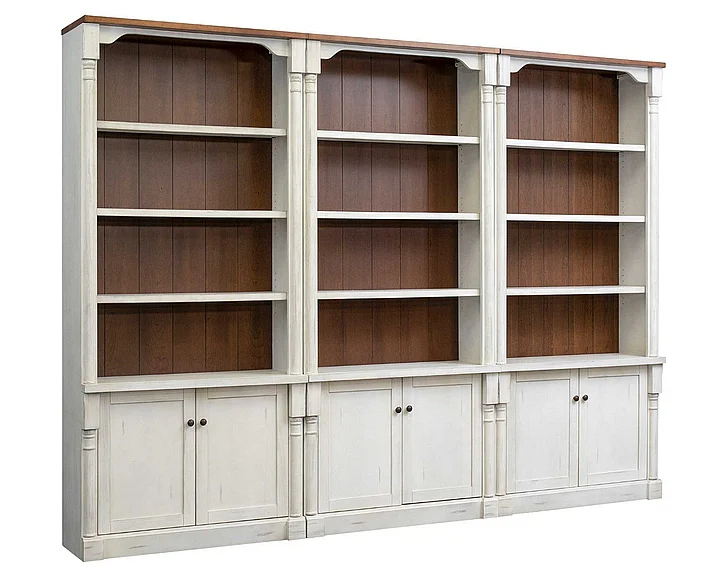 Martin Furniture Durham 3pc 94″ H Tall Bookcase with Lower Doors in White