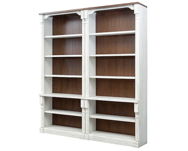 Martin Furniture Durham 2pc 94″ H Two Tall Open Bookcase in White