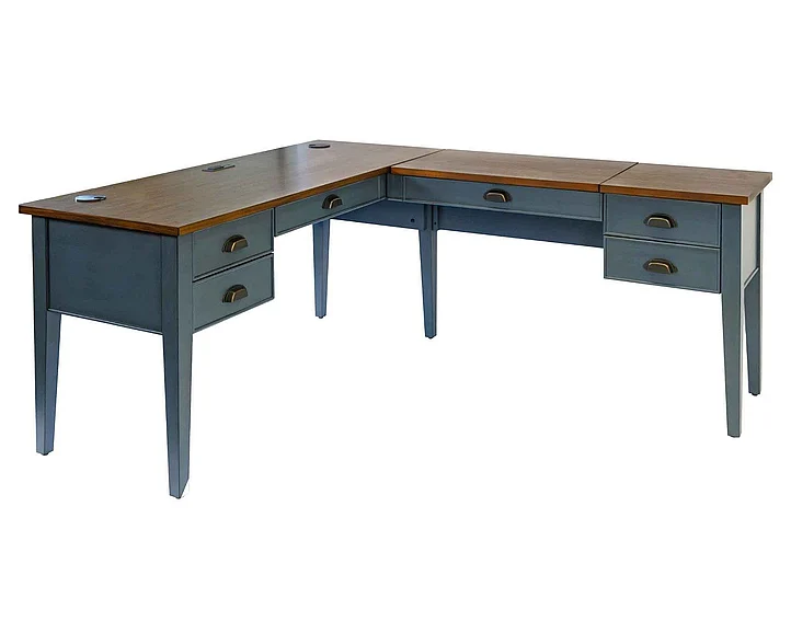 Martin Furniture Fairmont 2-Piece Return Desk with Lift in Dusty Blue