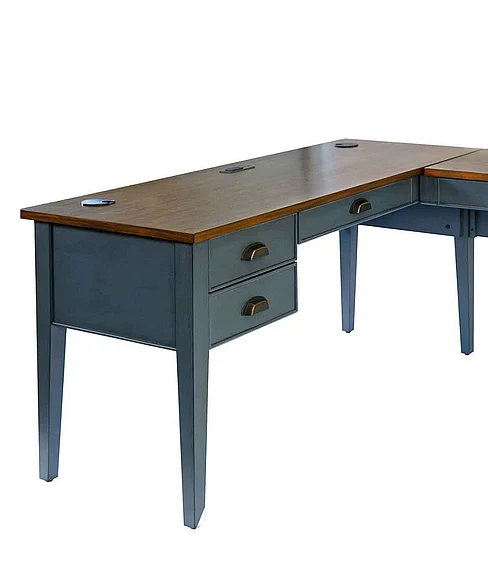 Martin Furniture Fairmont Half Pedestal L Desk in Dusty Blue IMFT664RB