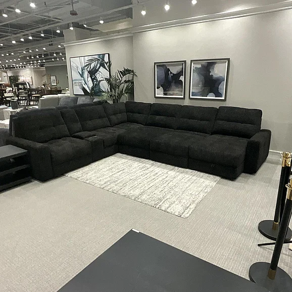 Steve Silver Snyder 6pc Leather Power Sectional in Black