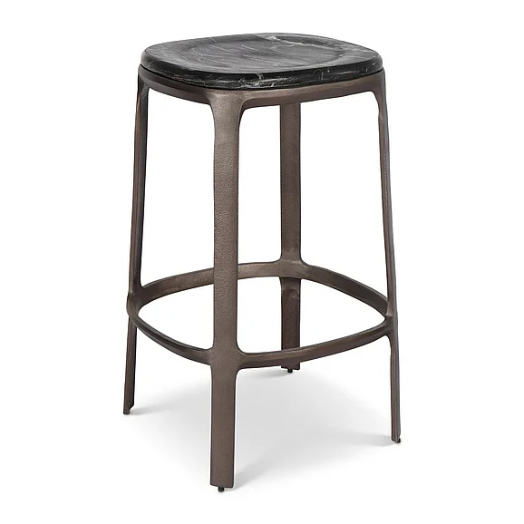 Urbia Marbelle Alfie Marble Counter Stool - Fantasy Black/Bronze Finish IMH-11790-01