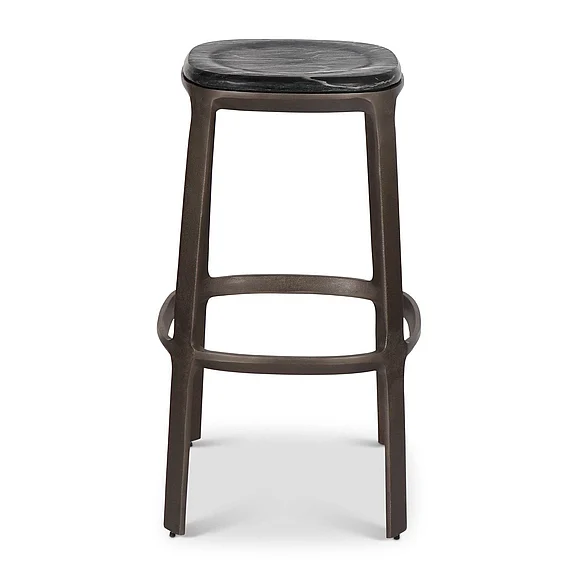 Urbia Marbelle Alfie Marble Bar Stool - Fantasy Black/Bronze Finish IMH-11791-01